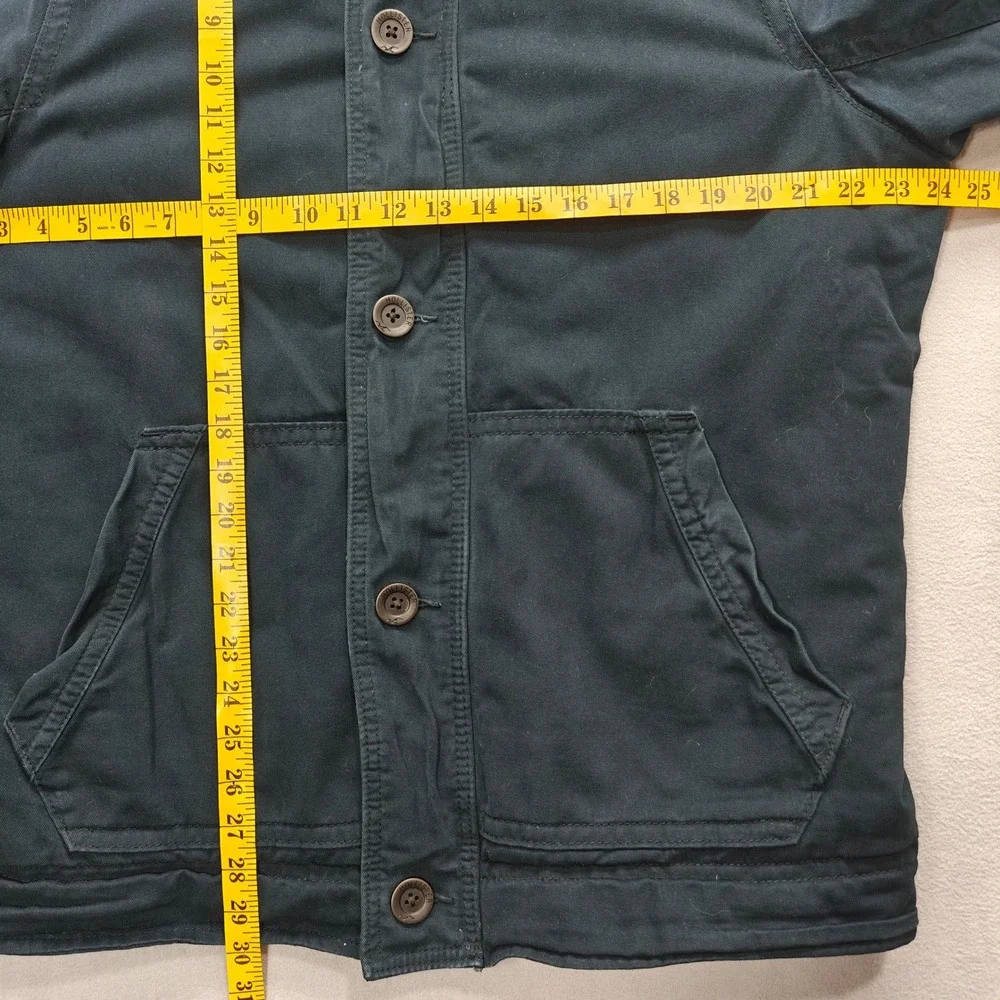 Y2K Hollister Military Jacket Mens XL Blue Sherpa Lined Full Zip Utility Heavy